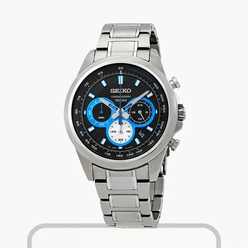 Seiko Quartz Chronograph Black Dial Men's Watch- SSB243P1